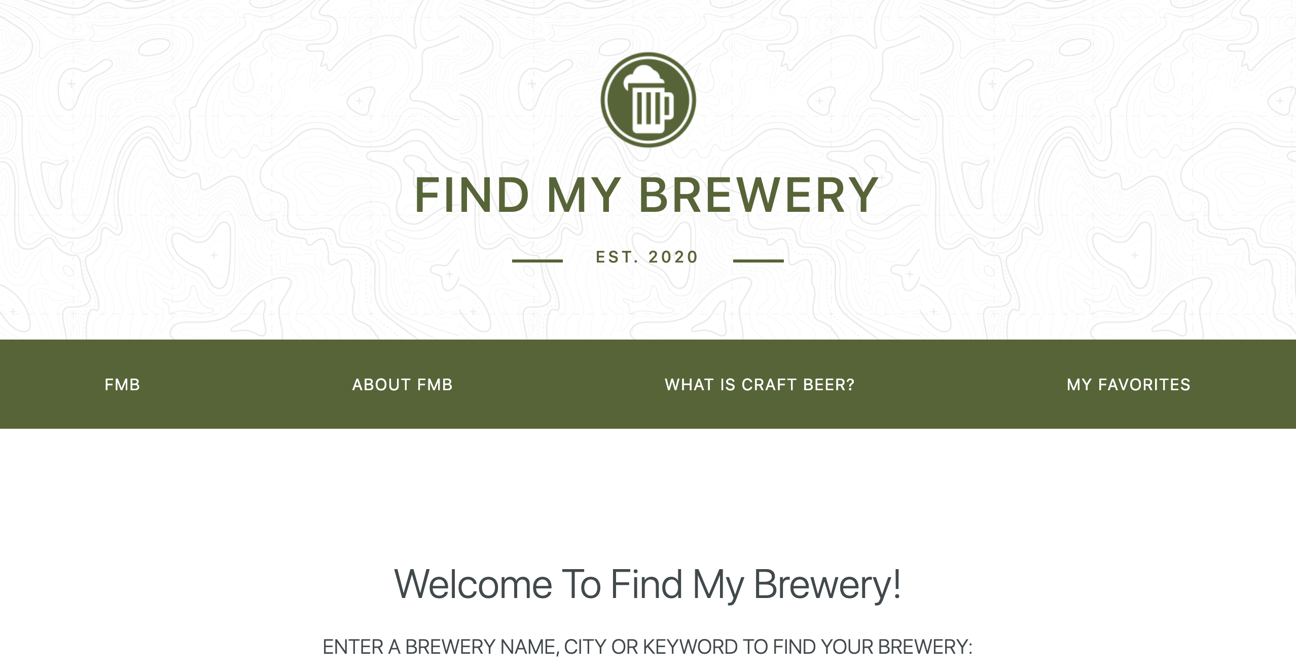 screen shot of find my brewery website